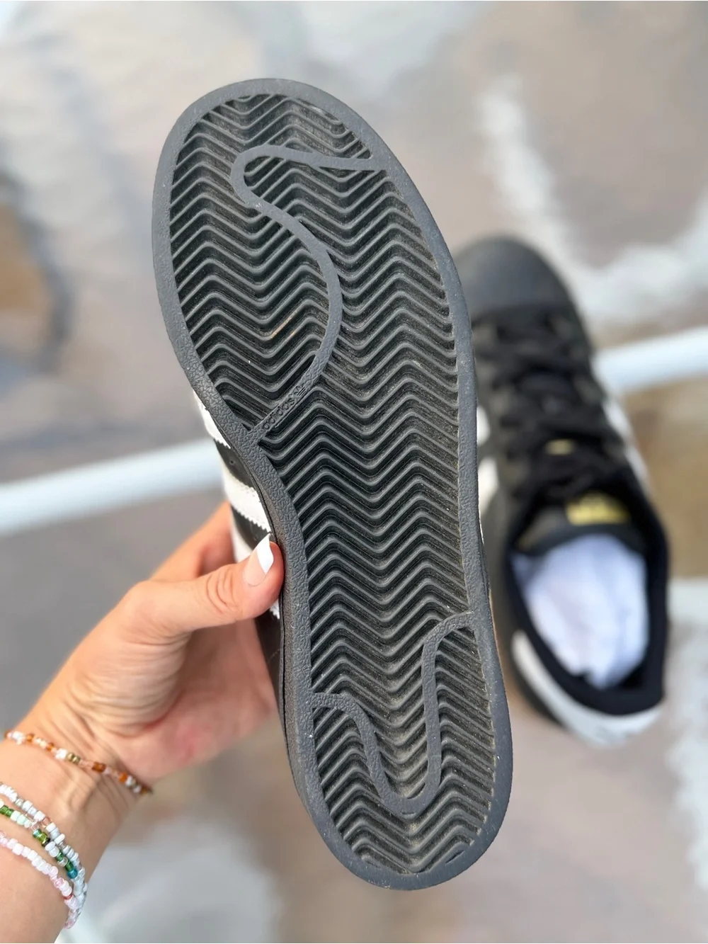 adidas Black White Sneakers with Gold Logo Accent